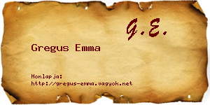 Gregus Emma névjegykártya